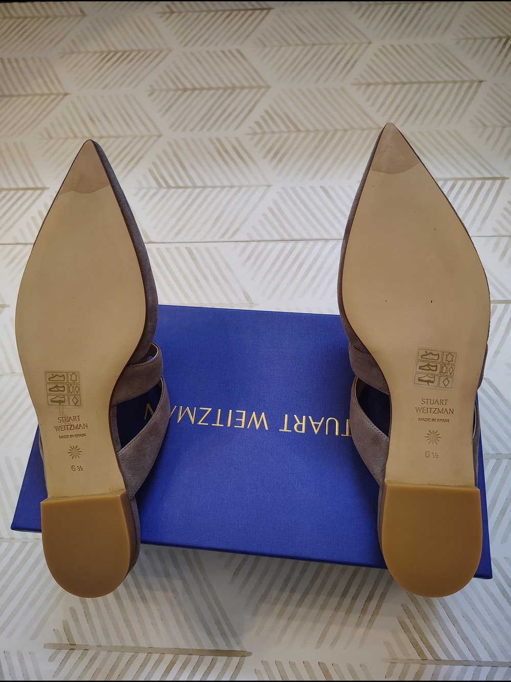 Stuart Weitzman Mariposa Flannel Suede Flat Mules Nib 6.5 - Picture 3 of 5